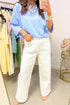 Scalloped Patch Pocket Wide Leg Shift Jeans