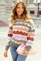 Scalloped Pattern Wide Neck Long Sleeve Sweater