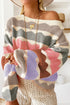 Scalloped Pattern Wide Neck Long Sleeve Sweater