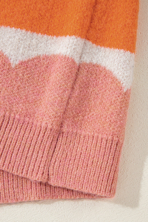 Scalloped Pattern Wide Neck Long Sleeve Sweater