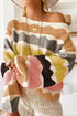 Scalloped Pattern Wide Neck Long Sleeve Sweater