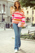 Scalloped Pattern Wide Neck Long Sleeve Sweater