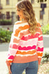 Scalloped Pattern Wide Neck Long Sleeve Sweater