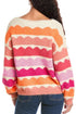 Scalloped Pattern Wide Neck Long Sleeve Sweater