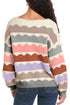 Scalloped Pattern Wide Neck Long Sleeve Sweater