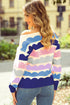 Scalloped Pattern Wide Neck Long Sleeve Sweater