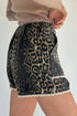 Scalloped Rick Rack Trim Leopard Print Denim Shorts