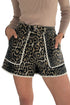 Scalloped Rick Rack Trim Leopard Print Denim Shorts