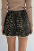 Scalloped Rick Rack Trim Leopard Print Denim Shorts