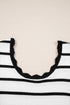 Scalloped Scoop Neck Striped Ribbed Knit Long Sleeve Top