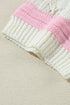 Scalloped Stripe Openwork Knit Short Sleeve Sweater Top
