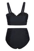 Scalloped Sweetheart Ruched High Waist Bikini Set