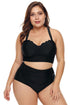 Scalloped Sweetheart Ruched High Waist Bikini Set