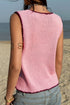 Scalloped Trim Button Front Sleeveless Knit Vest