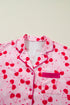 Scalloped Trim Cherry Bow Print Short Pajama Set