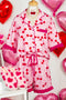 Scalloped Trim Cherry Bow Print Short Pajama Set