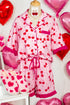 Scalloped Trim Cherry Bow Print Short Pajama Set