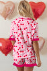 Scalloped Trim Cherry Bow Print Short Pajama Set