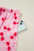 Scalloped Trim Cherry Bow Print Short Pajama Set