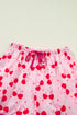 Scalloped Trim Cherry Bow Print Short Pajama Set