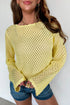 Scalloped Trim Hollow Out Crochet Knit Long Sleeve Sweater