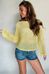 Scalloped Trim Hollow Out Crochet Knit Long Sleeve Sweater
