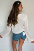 Scalloped Trim Hollow Out Crochet Knit Long Sleeve Sweater