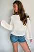 Scalloped Trim Hollow Out Crochet Knit Long Sleeve Sweater