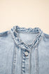 Scalloped Trim Patch Pocket Button Front Denim Vest