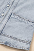 Scalloped Trim Patch Pocket Button Front Denim Vest