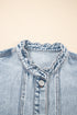 Scalloped Trim Patch Pocket Button Front Denim Vest