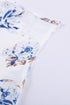Scalloped Trim V Neck Short Sleeve Floral Pattern Top