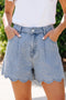 Scalloped Trim Western Style Casual Denim Shorts
