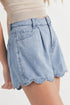 Scalloped Trim Western Style Casual Denim Shorts