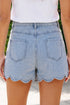 Scalloped Trim Western Style Casual Denim Shorts