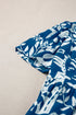 Scalloped V Neck Tiered Illustrative Print Dress