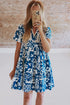 Scalloped V Neck Tiered Illustrative Print Dress