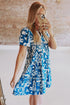 Scalloped V Neck Tiered Illustrative Print Dress