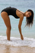 Scoop Neck Lace Up Back One Piece Swimsuit