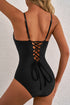 Scoop Neck Lace Up Back One Piece Swimsuit