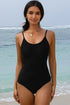 Scoop Neck Lace Up Back One Piece Swimsuit