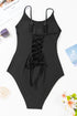 Scoop Neck Lace Up Back One Piece Swimsuit