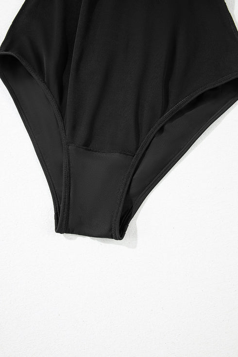 Scoop Neck Lace Up Back One Piece Swimsuit