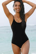 Scoop Neck Lace Up Back One Piece Swimsuit