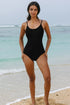 Scoop Neck Lace Up Back One Piece Swimsuit