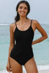 Scoop Neck Lace Up Back One Piece Swimsuit