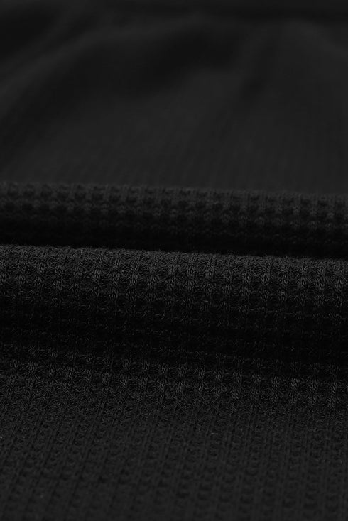 Scoop Neck Puff Sleeve Waffle Knit Top