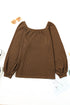 Scoop Neck Puff Sleeve Waffle Knit Top