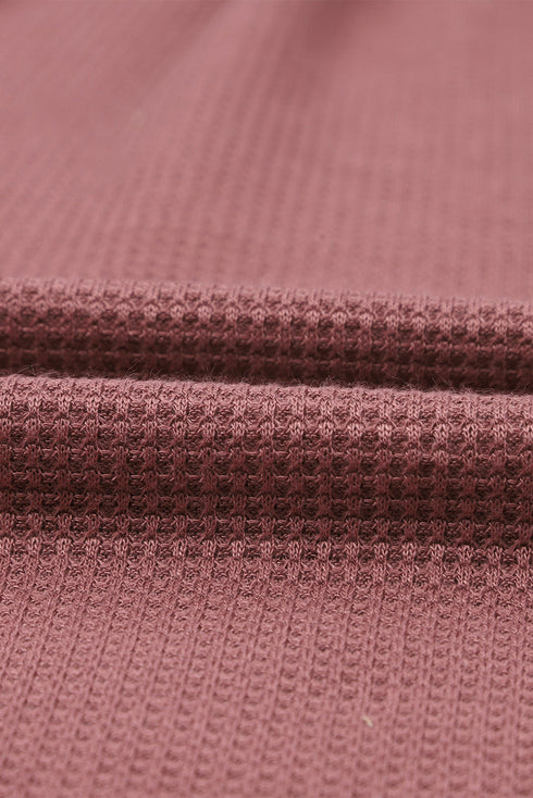 Scoop Neck Puff Sleeve Waffle Knit Top
