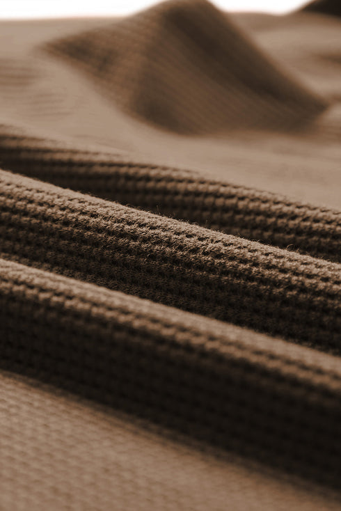 Scoop Neck Puff Sleeve Waffle Knit Top